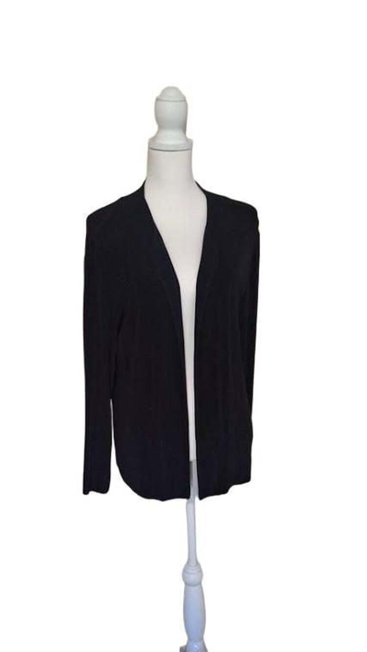 Chico'S Travelers Cardigan Size 3 Black Open Front Long Sleeve